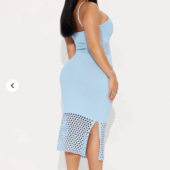 Fashion Nova Light Blue Crochet Midi Dress - Picture 4 of 5